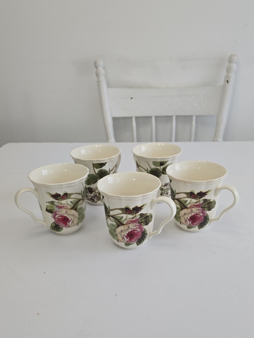 Lenox Set Of 5 Accoutrements Mugs Sweetbrier Rose Porcelain Anna Griffin